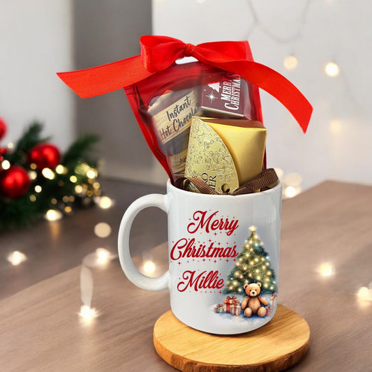 Personalised Christmas Mug And Hot Chocolate Hamper