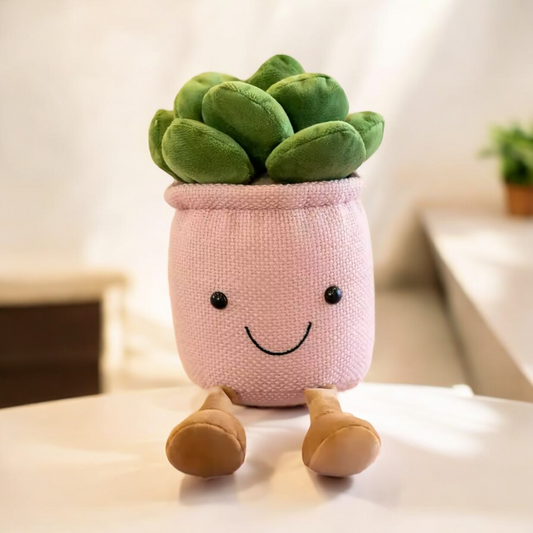 Cute Plush Succulent Plant - Kawaii Plant in a Pink Pot