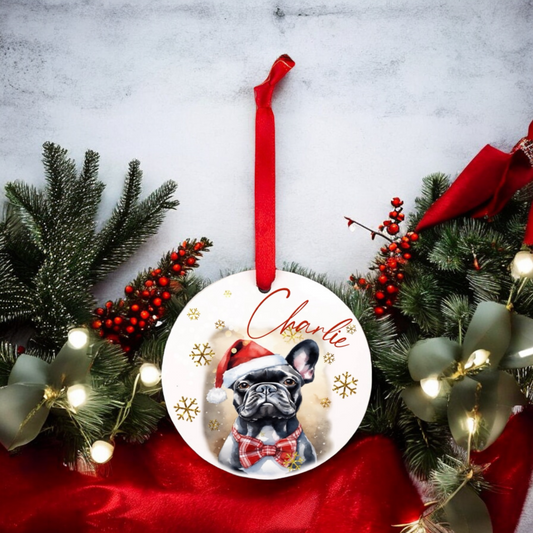 Personalised French Bulldog Christmas Bauble