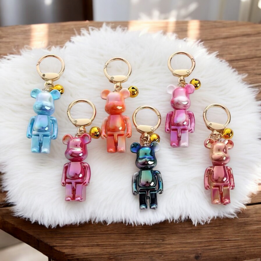 Stylish Block Bear Keyring - Choice of Colour Teddy Bear Bag Charm