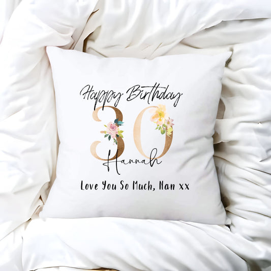 Personalised 30th Birthday Cushion - Birthday Gift For Her