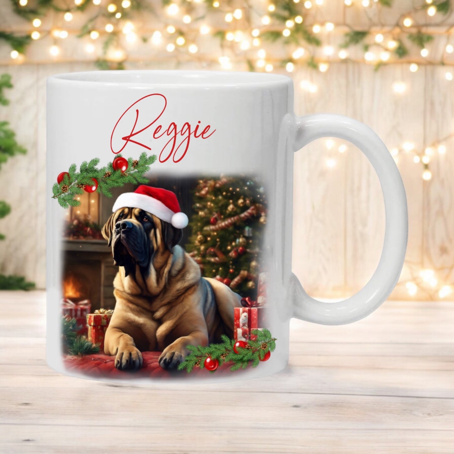 Custom Bullmastiff Christmas Mug , Cute Mastiff Owner Gift